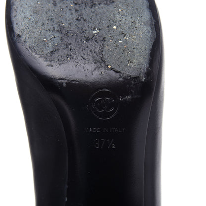 Chanel Calfskin CC Knee High Boots 37.5 Black 9 of 10