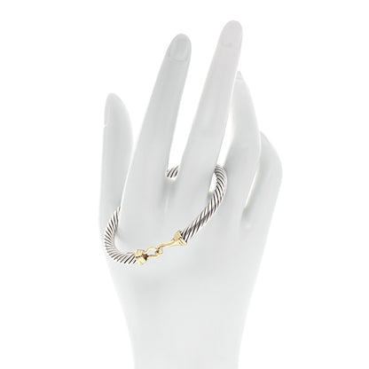 David Yurman Sterling Silver 14K Yellow Gold 5mm Cable Classic Buckle Bracelet 2 of 6