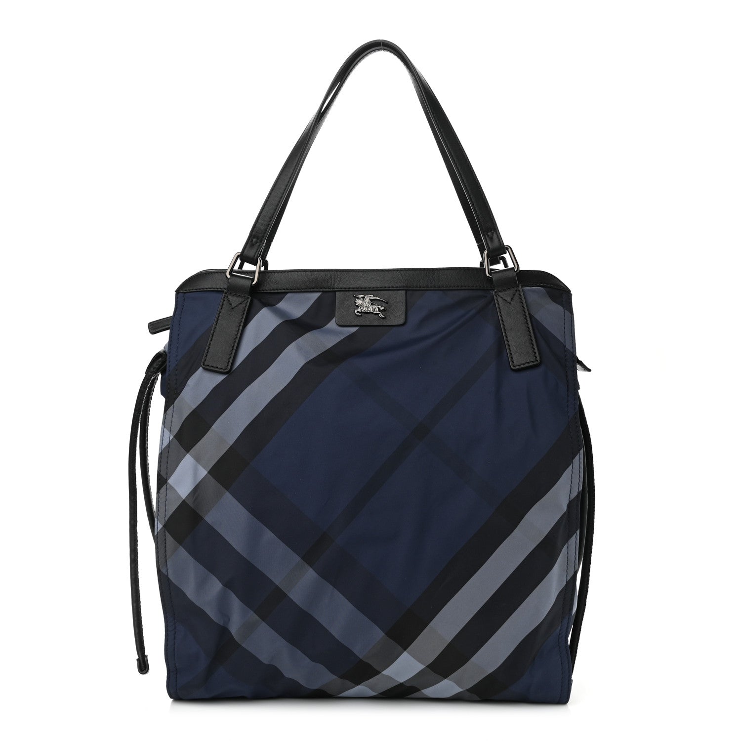 Burberry Nylon Check Small Buckleigh Packable Tote Navy Blue 1 of 11