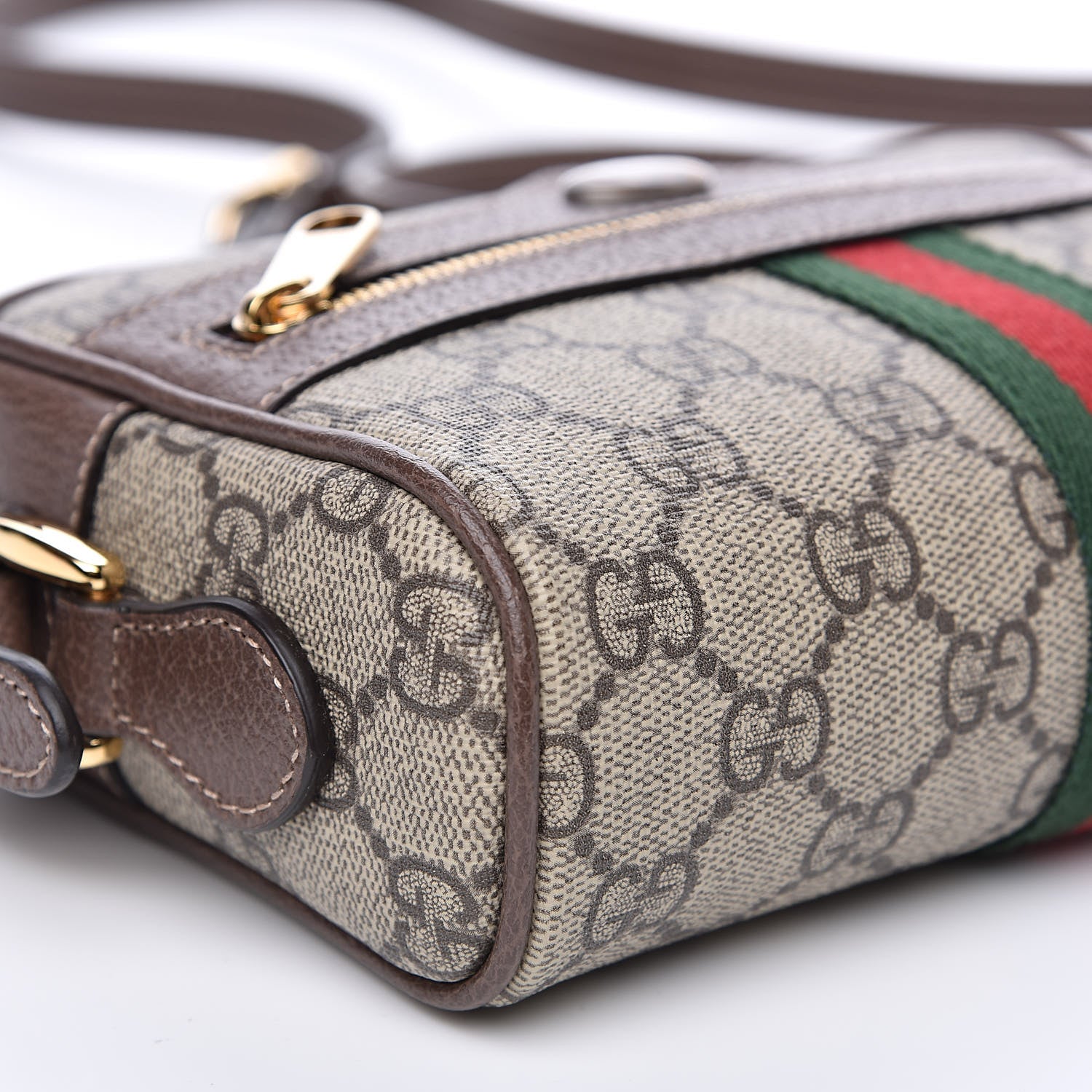 Gucci GG Supreme Monogram Web Mini Ophidia Shoulder Bag Brown 8 of 11