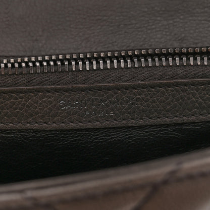 Saint Laurent Sheepskin Matelasse Chevron Monogram Medium College Bag Light Coal 6 of 12