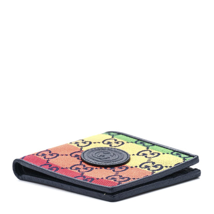 Gucci Monogram Multicolor Textured Calfskin Retro Interlocking G Bi-Fold Wallet Blue Rainbow 9 of 12