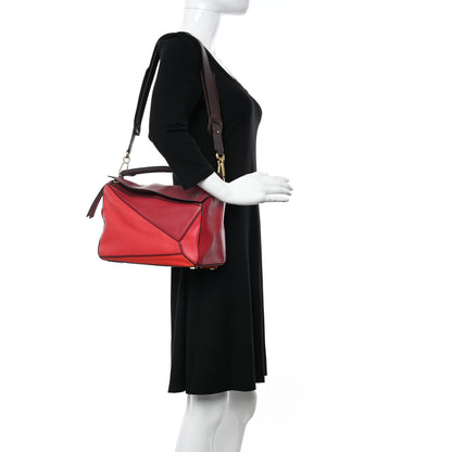 Loewe Calfskin Colorblock Medium Puzzle Bag Red 2 of 18
