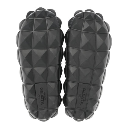 Valentino Garavani Rubber Roman Stud Turtle Slide Sandals 38 Black 5 of 8