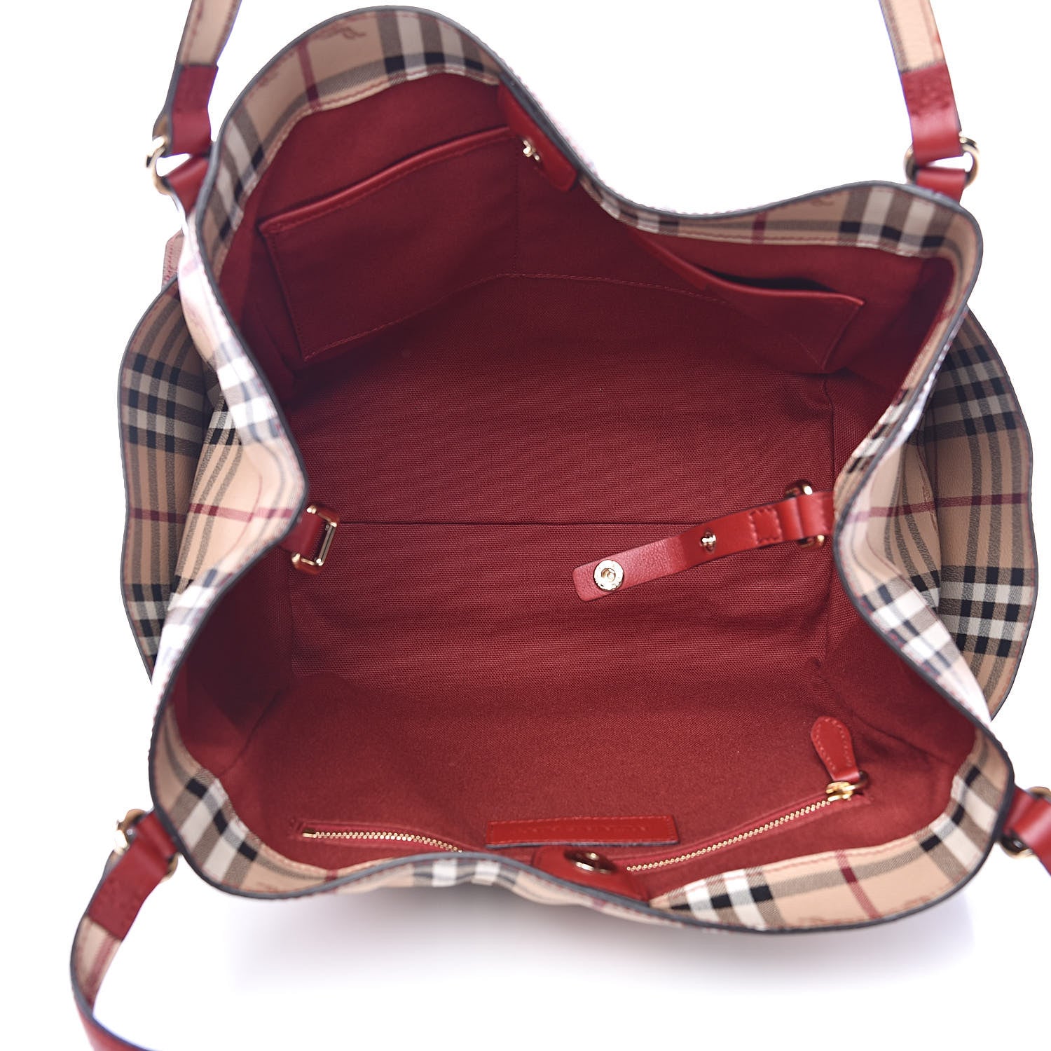 Burberry Haymarket Check Small Canterbury Tote Military Red 5 of 9