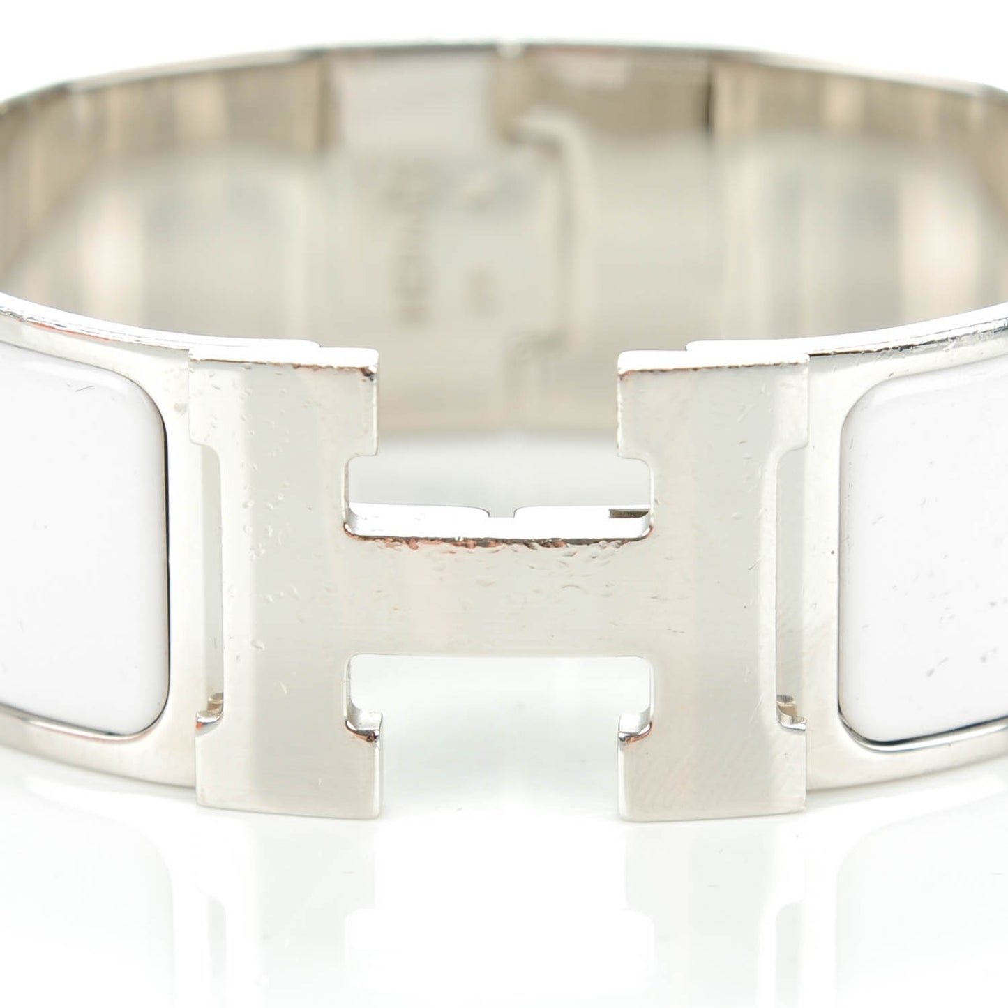 Enamel Wide Clic Clac H Bracelet PM White