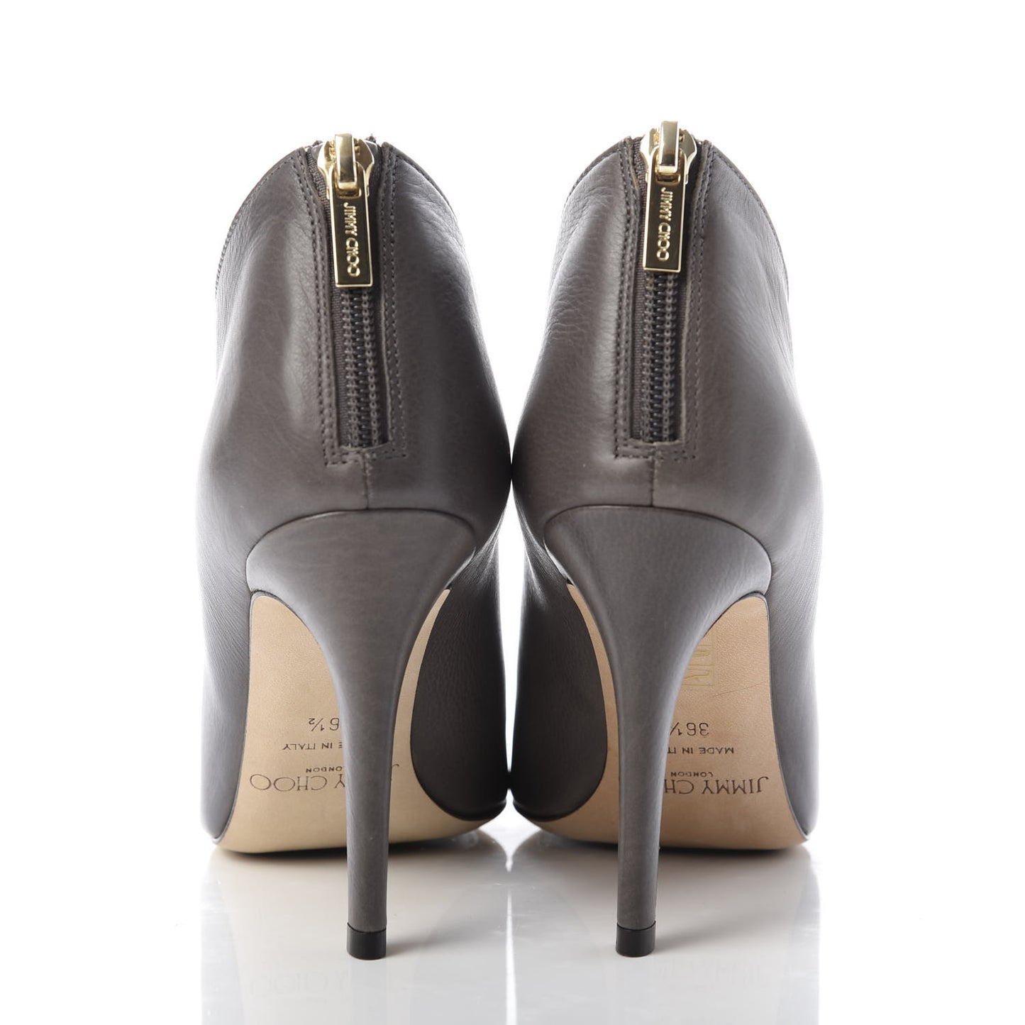 Grained Calfskin Mendez Ankle Boots 36.5 Light Quartz