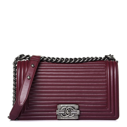Chanel Calfskin Horizontal Quilted Medium Boy Flap Burgundy 1 of 10