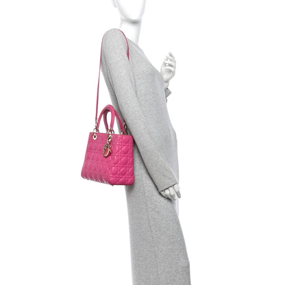 Christian Dior Lambskin Cannage Medium Lady Dior Pink 2 of 13