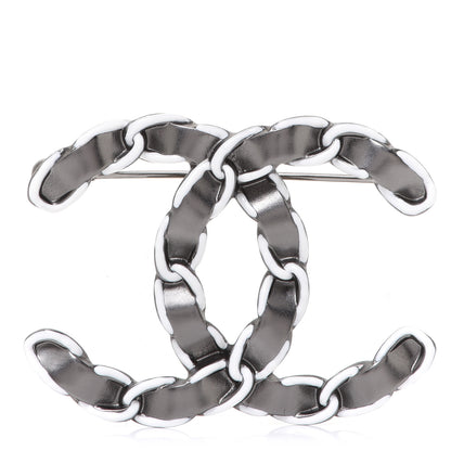 Chanel Lambskin Chain CC Brooch Ruthenium White 1 of 5