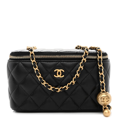 Chanel Lambskin Quilted Small Pearl Crush Vanity Case With Chain Black 1 of 11