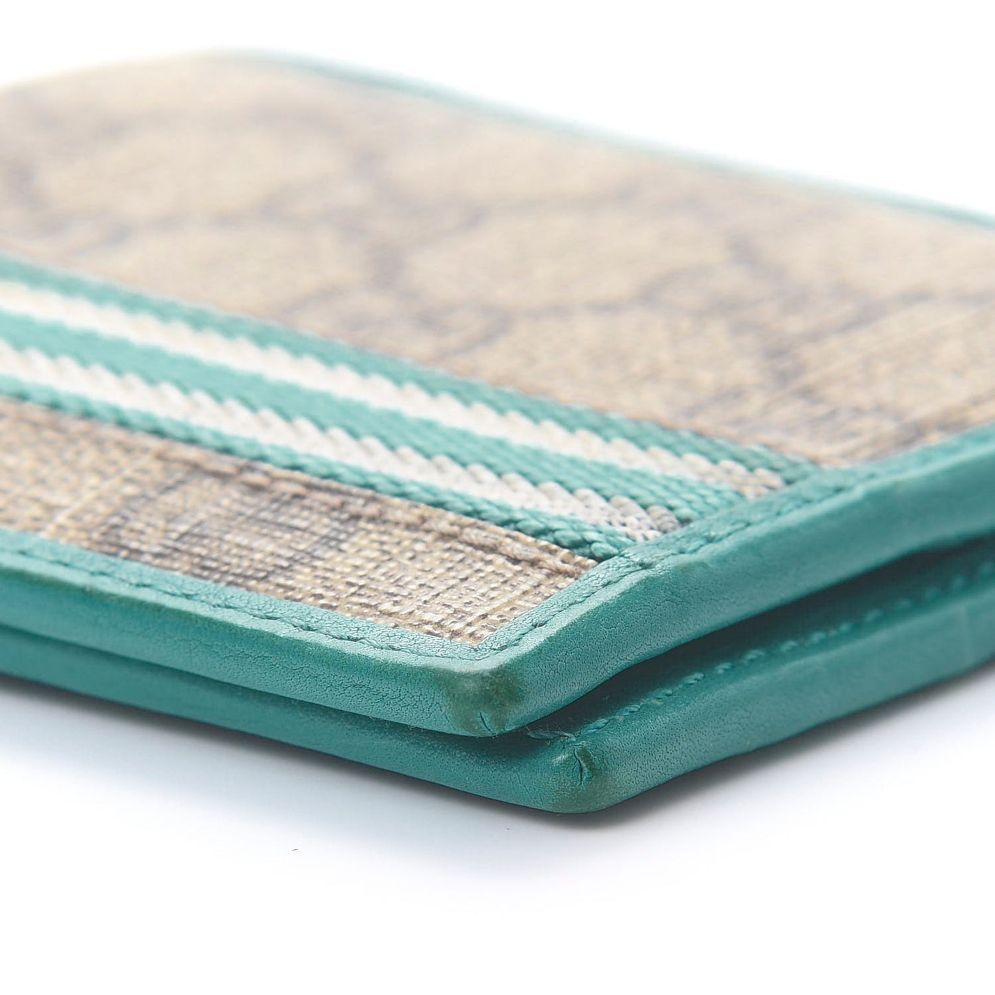GG Plus Monogram Web Bi-Fold Wallet Blue Beige
