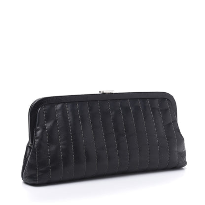 Chanel Lambskin Vertical Quilted Mademoiselle Clutch Black 3 of 10