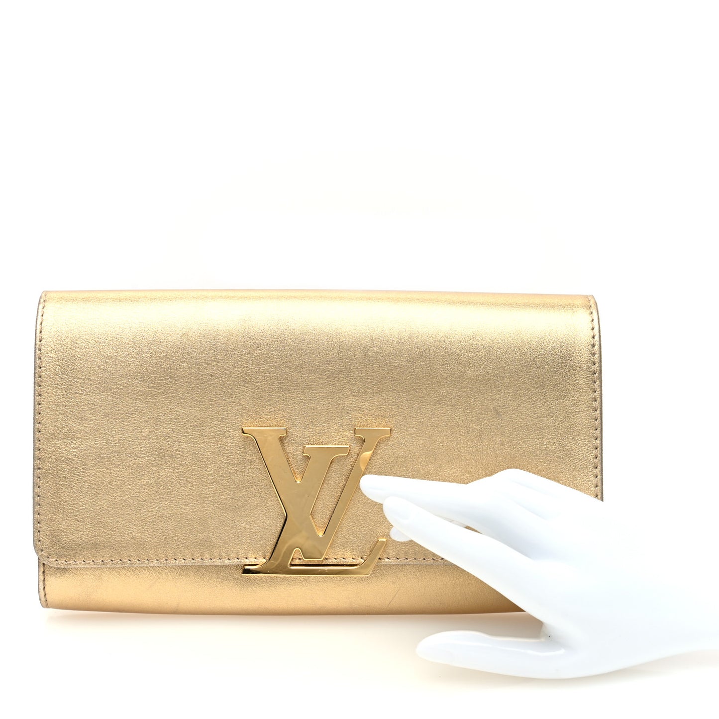 Metallic Calfskin Louise Clutch Gold