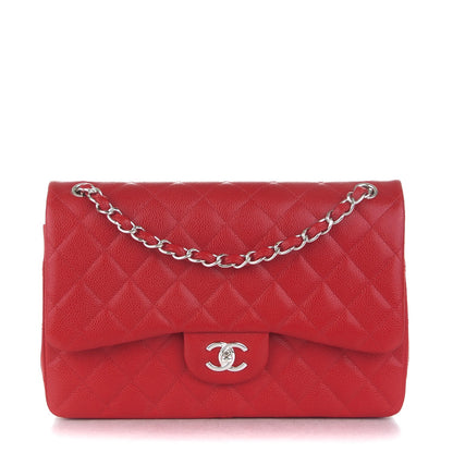Chanel Caviar Quilted Jumbo Double Flap Red 1 of 8