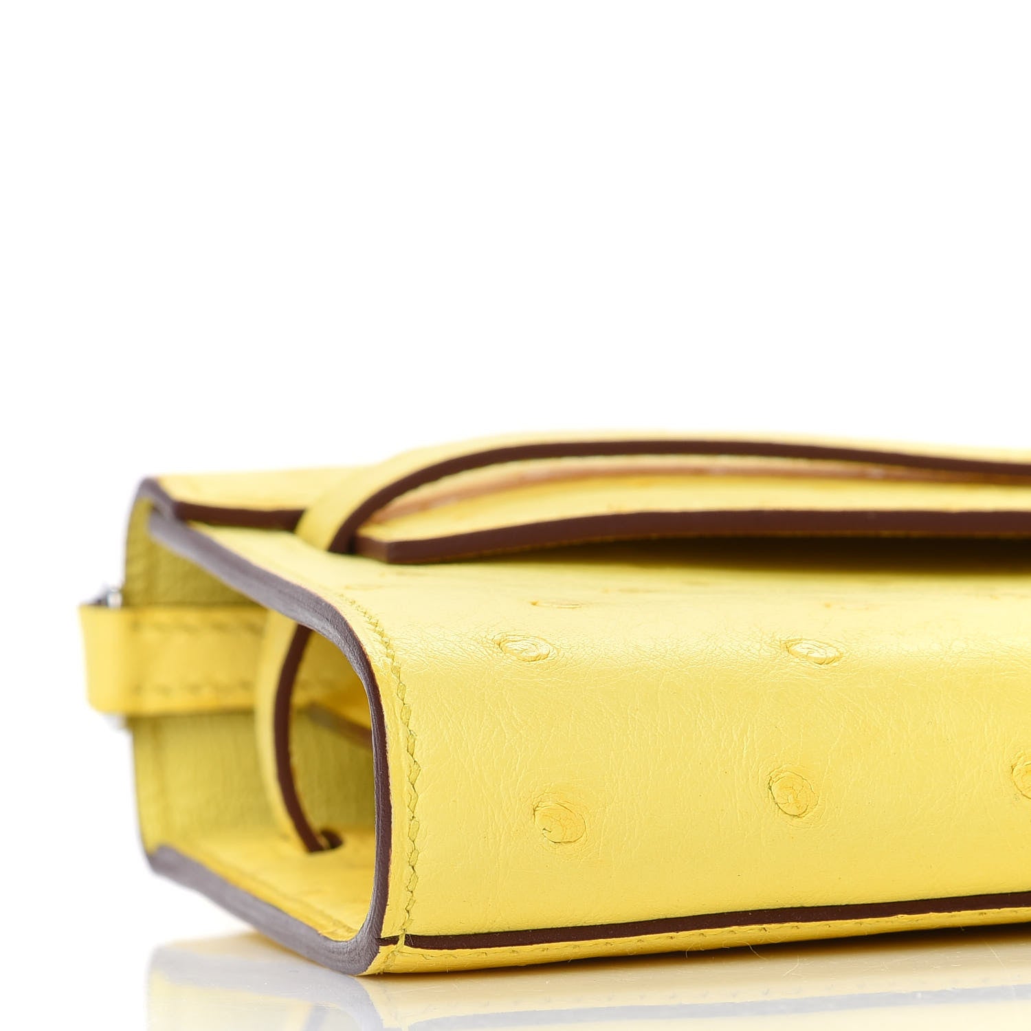 Hermes Ostrich Kelly Wallet To Go Jaune Citron 7 of 8