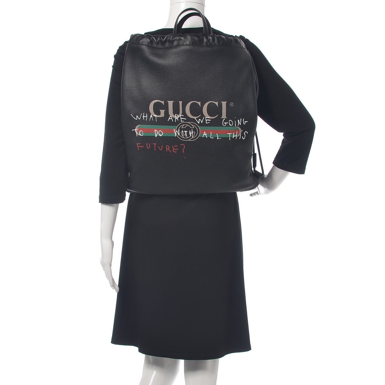 Gucci Calfskin Coco Capitan Logo Drawstring Backpack Black 2 of 8