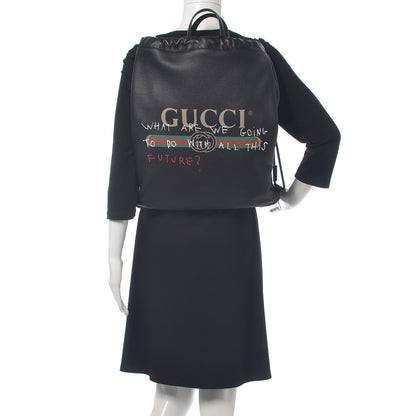Gucci Calfskin Coco Capitan Logo Drawstring Backpack Black 2 of 8