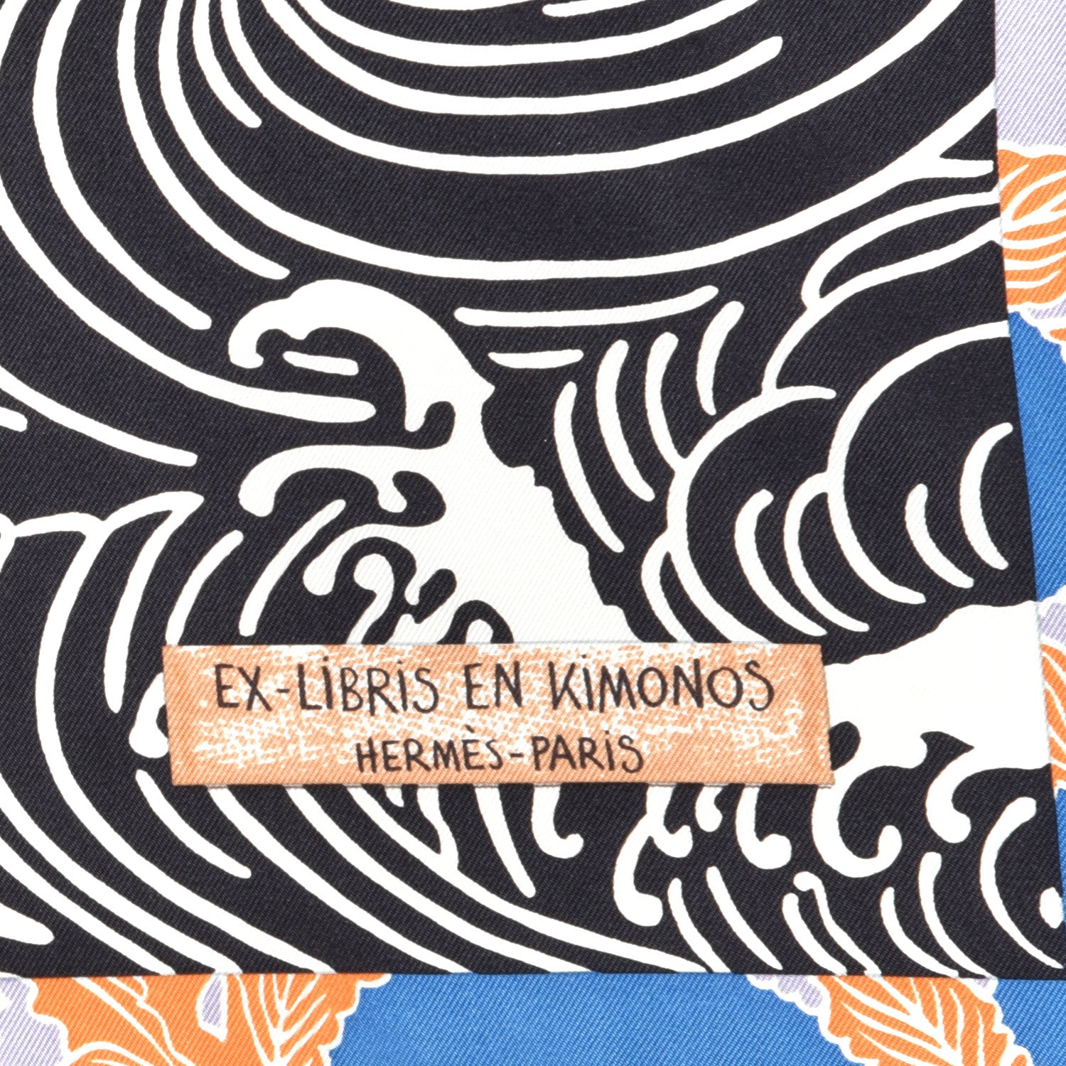 Hermes Silk Ex Libris En Monogram Kimonos Scarf 90 Black Petrole Ocre 2 of 3