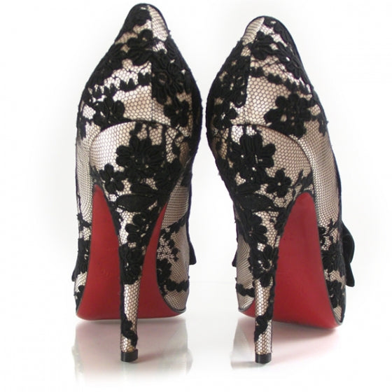 Satin Lace Bow Pumps 38.5
