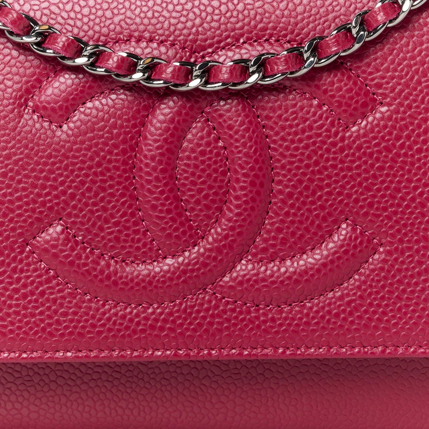 Chanel Caviar Timeless CC Wallet on Chain WOC Dark Pink 9 of 12