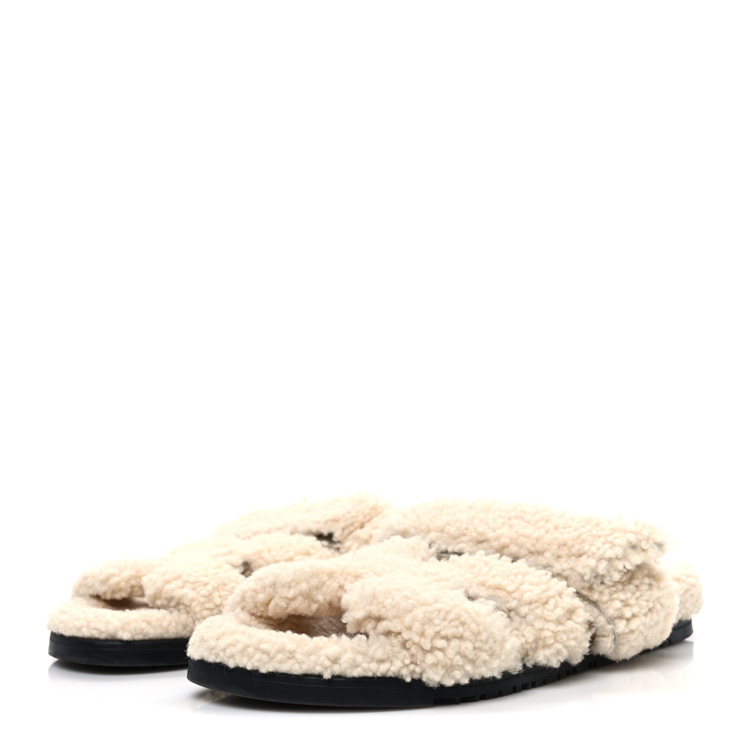 Hermes Woolskin Womens Chypre Sandals 40 Ecru 4 of 9