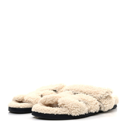 Hermes Woolskin Womens Chypre Sandals 40 Ecru 4 of 9
