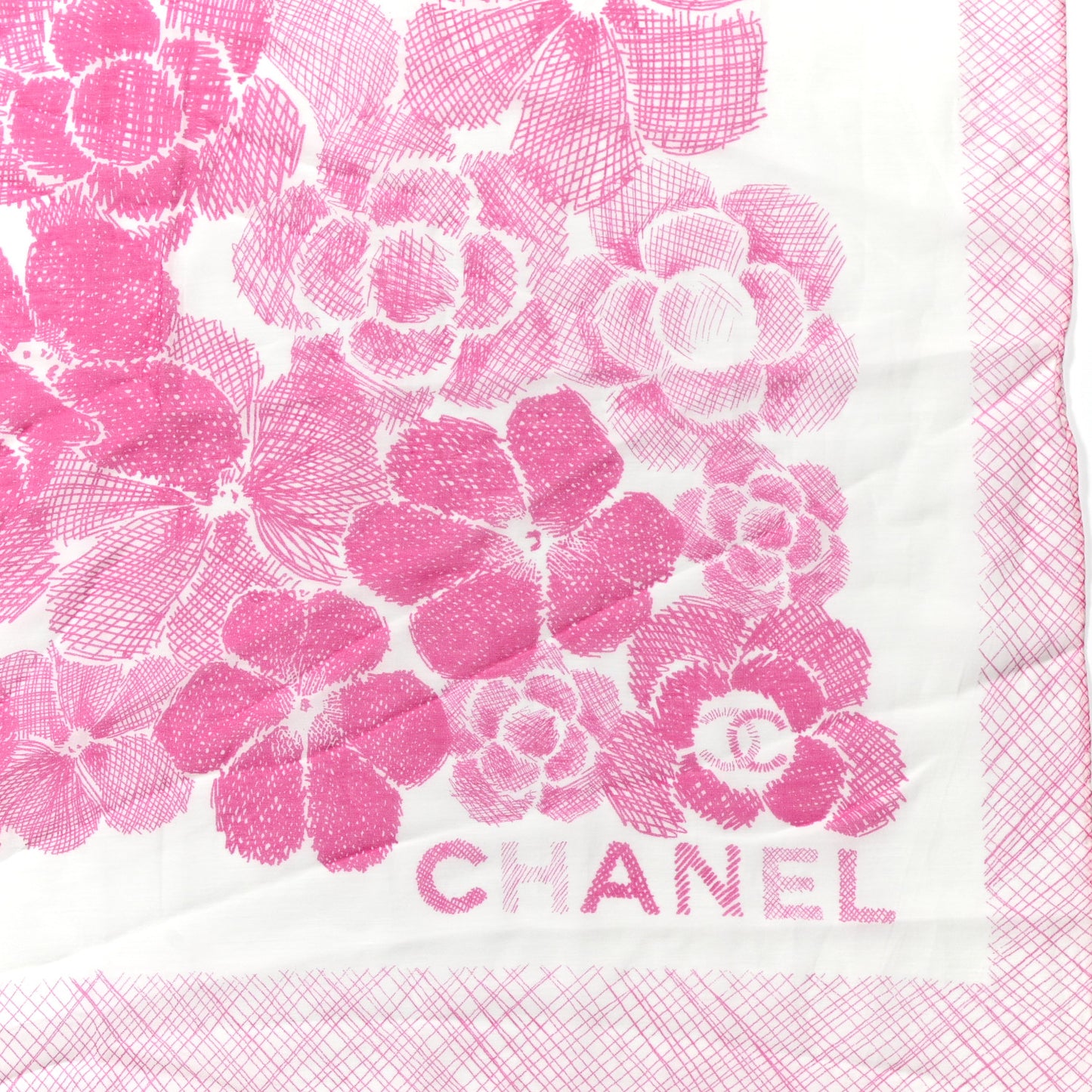Cotton Silk CC Camellia Stole Pink White