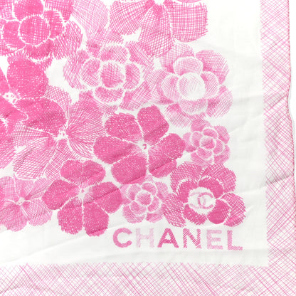 Chanel Cotton Silk CC Camellia Stole Pink White 2 of 4