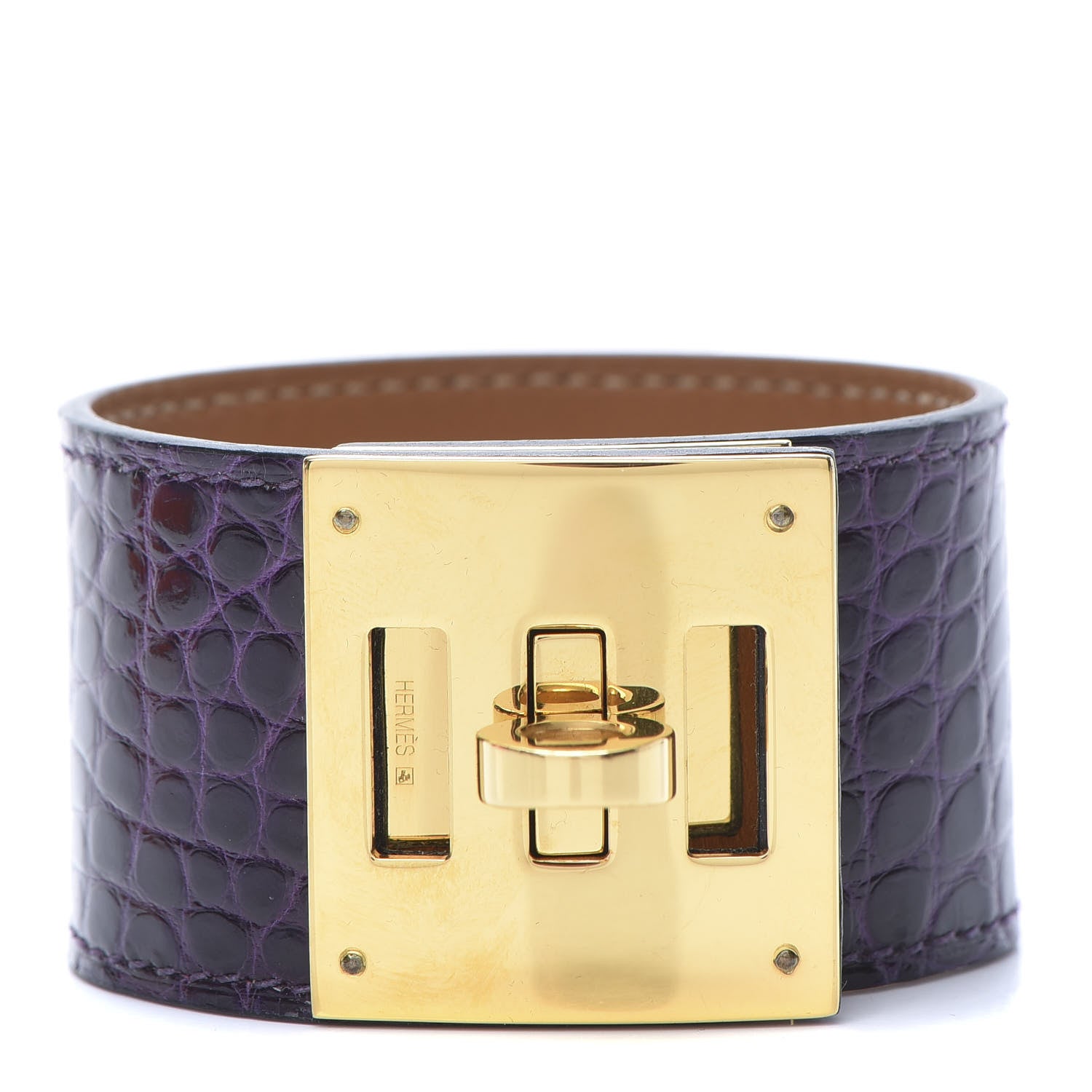 Hermes Shiny Alligator Kelly Dog Cuff Amethyst 1 of 6