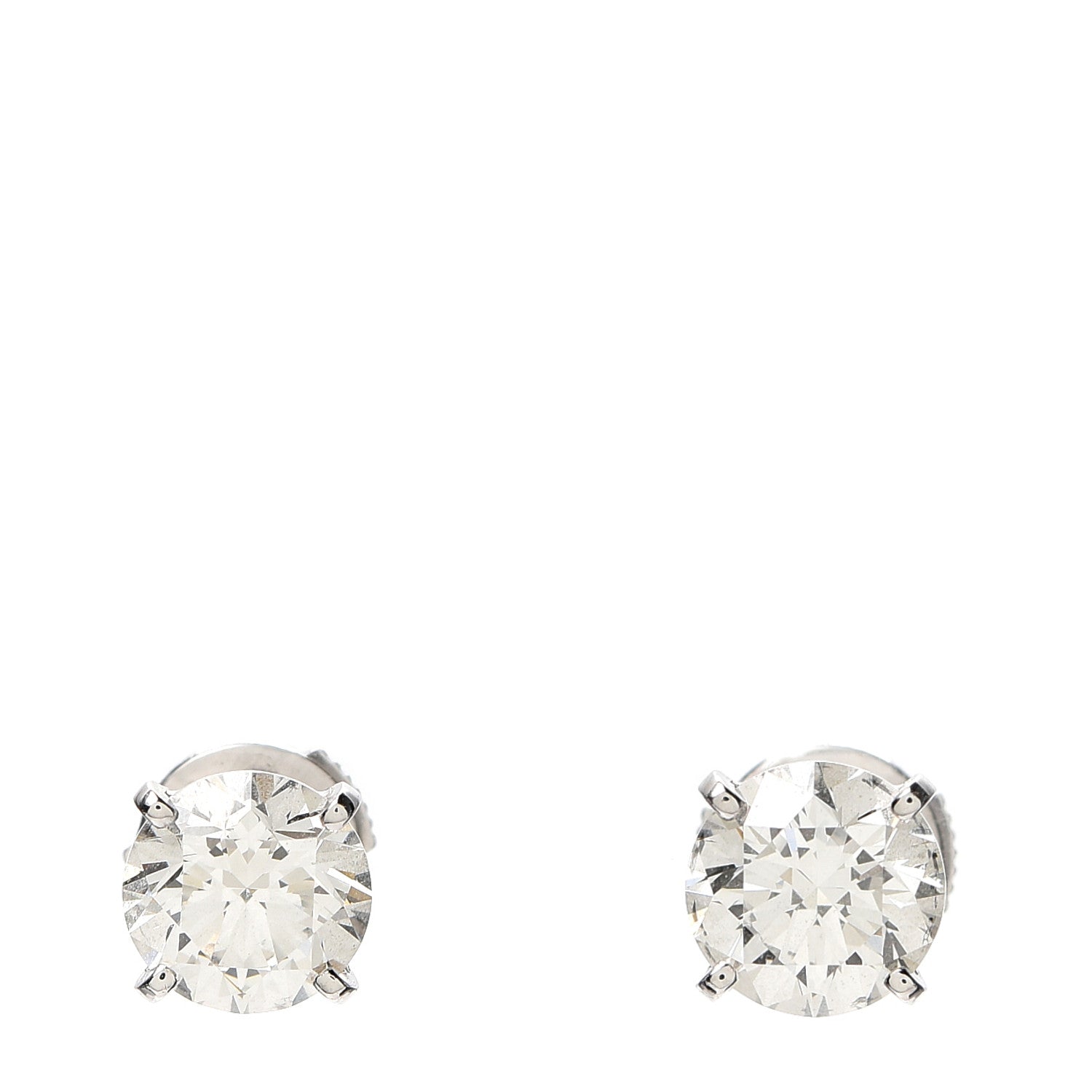 Cartier 18K White Gold Diamond 2.20ctw Solitaire Earrings 1 of 8