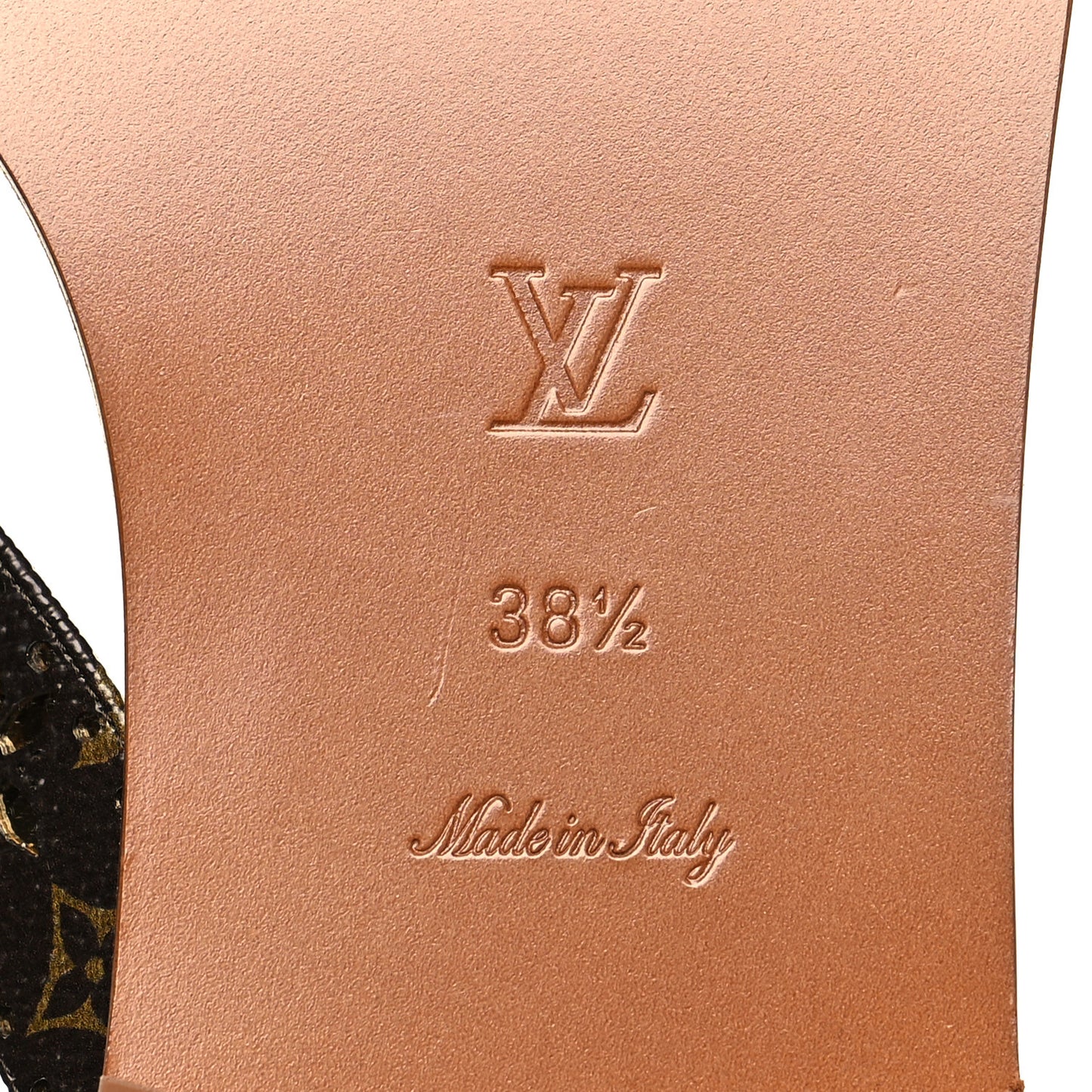 Monogram Sunny Flat Thong Sandals 38.5 Brown