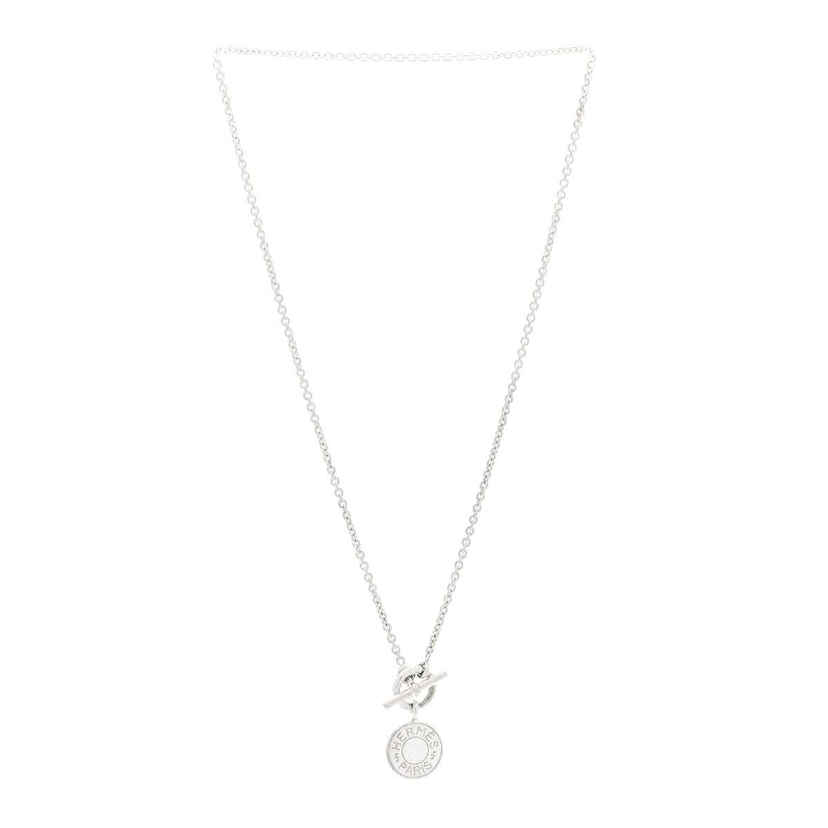 Hermes Sterling Silver Amulettes H Confettis Pendant Necklace 3 of 4