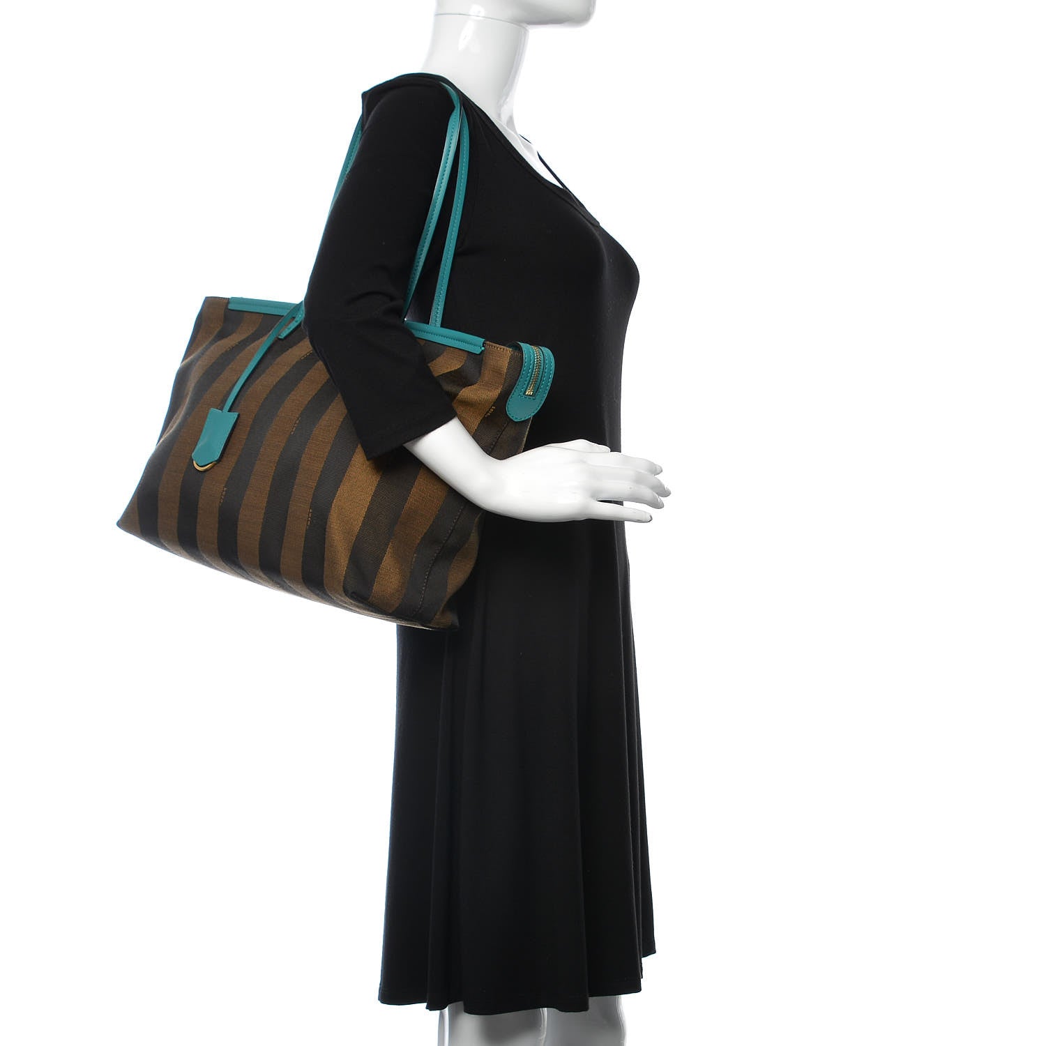 Fendi Pequin Vitello Medium Roll Tote Tobacco Lago 2 of 10