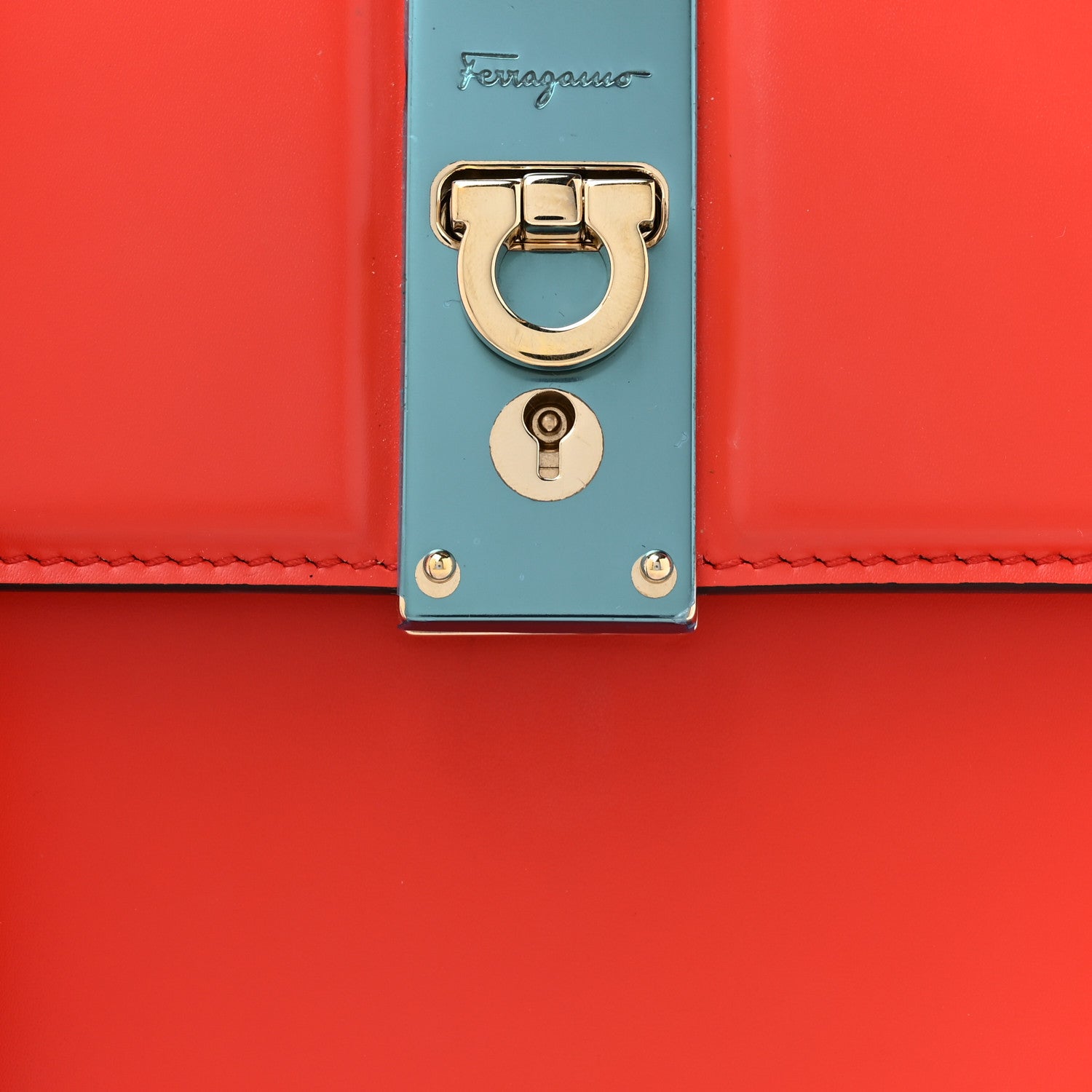 Salvatore Ferragamo SALVATORE FERRAGAMO Calfskin Gancini Mini Boxyz Red 7 of 15