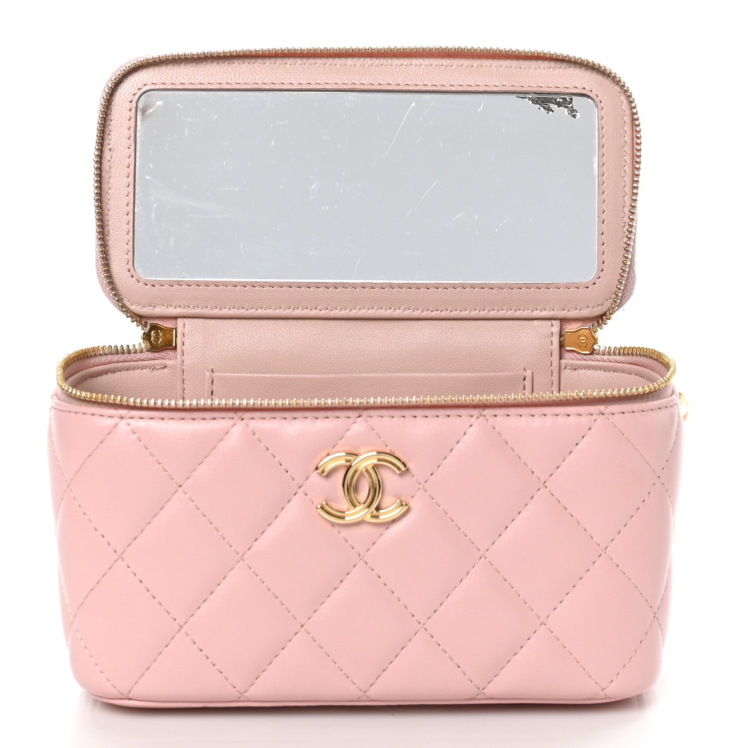 Chanel Lambskin Quilted Small Top Handle Vanity Case With Chain Light Pink 5 of 12
