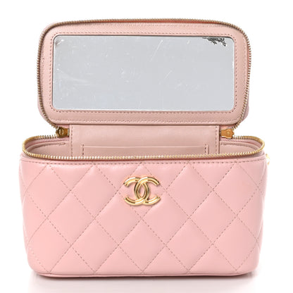 Chanel Lambskin Quilted Small Top Handle Vanity Case With Chain Light Pink 5 of 12