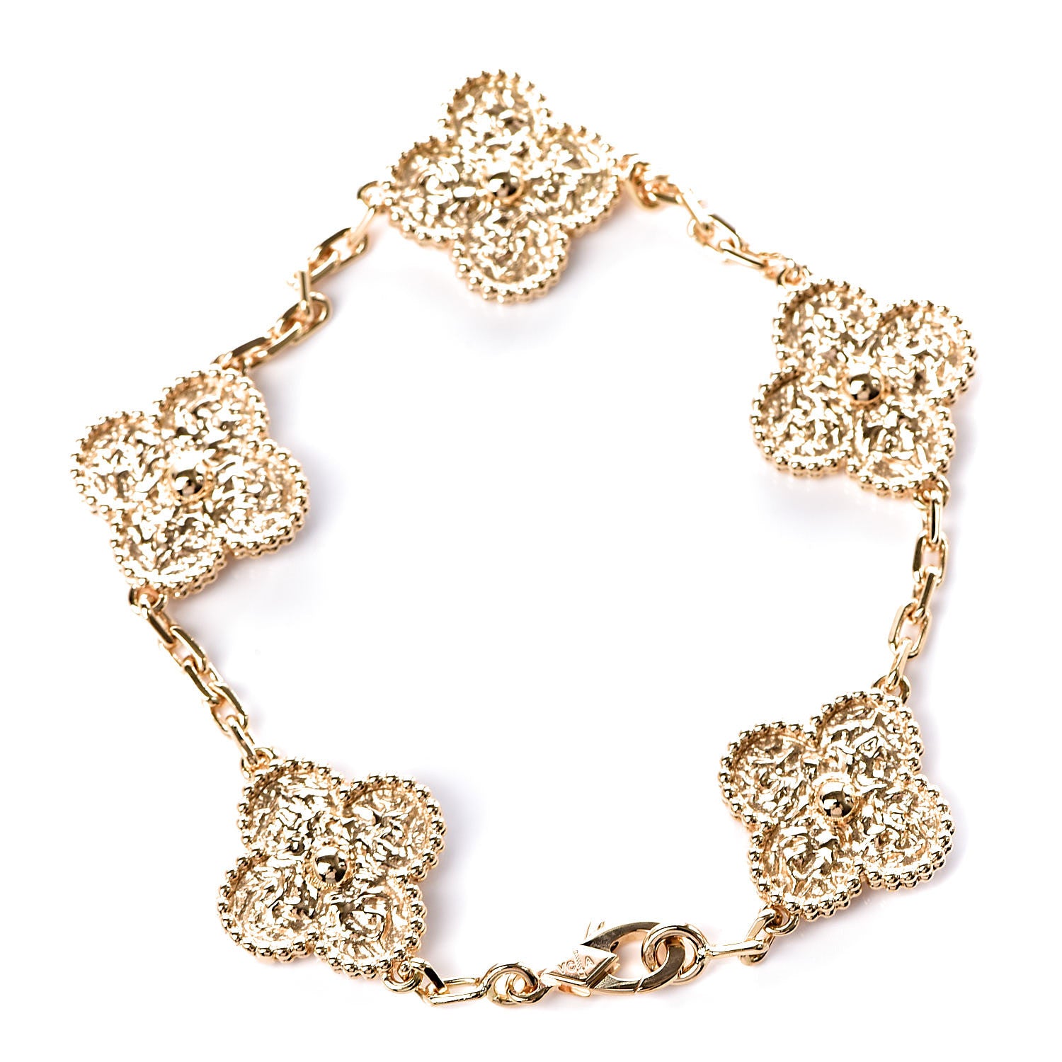 Van Cleef & Arpels 18K Yellow Gold 5 Motifs Vintage Alhambra Bracelet 3 of 5