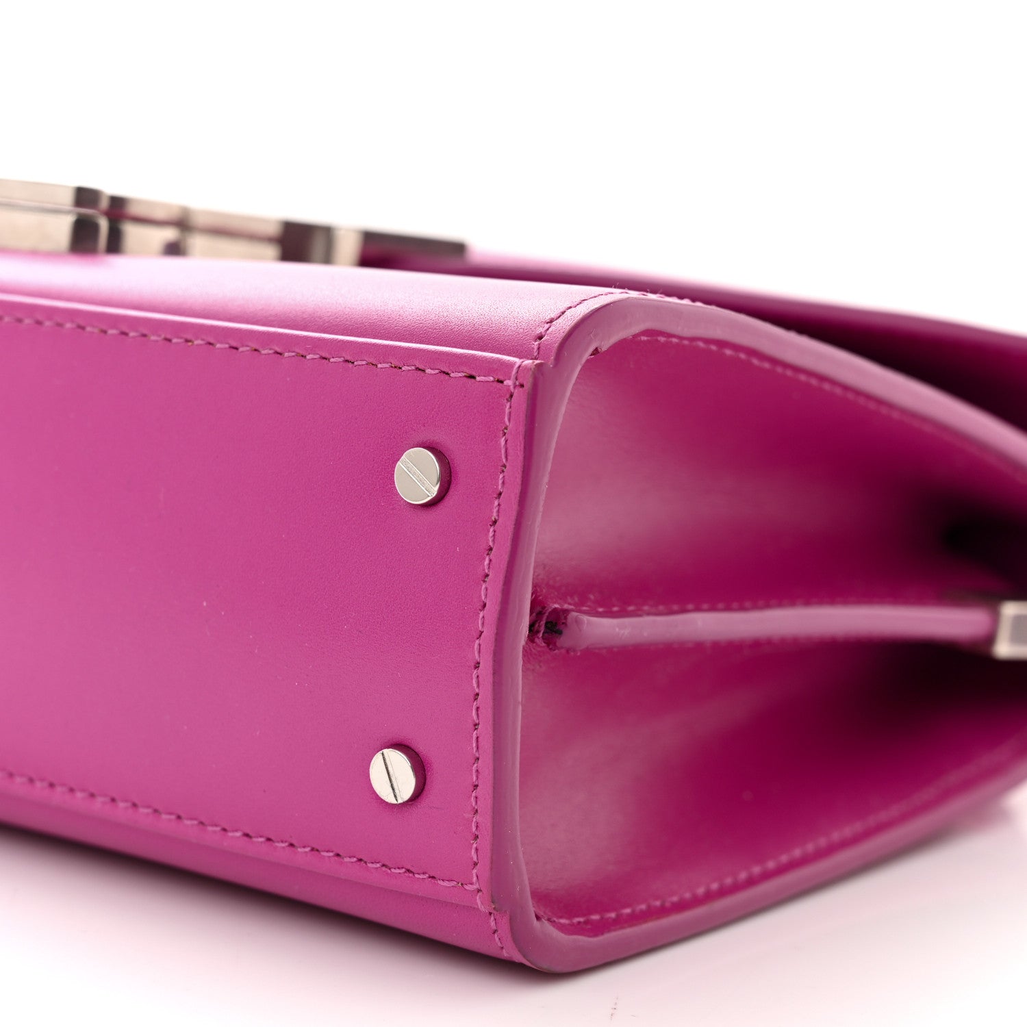 Saint Laurent Calfskin Mini Classic Monogram Cassandra Top Handle Bag Electric Fuchsia 10 of 10