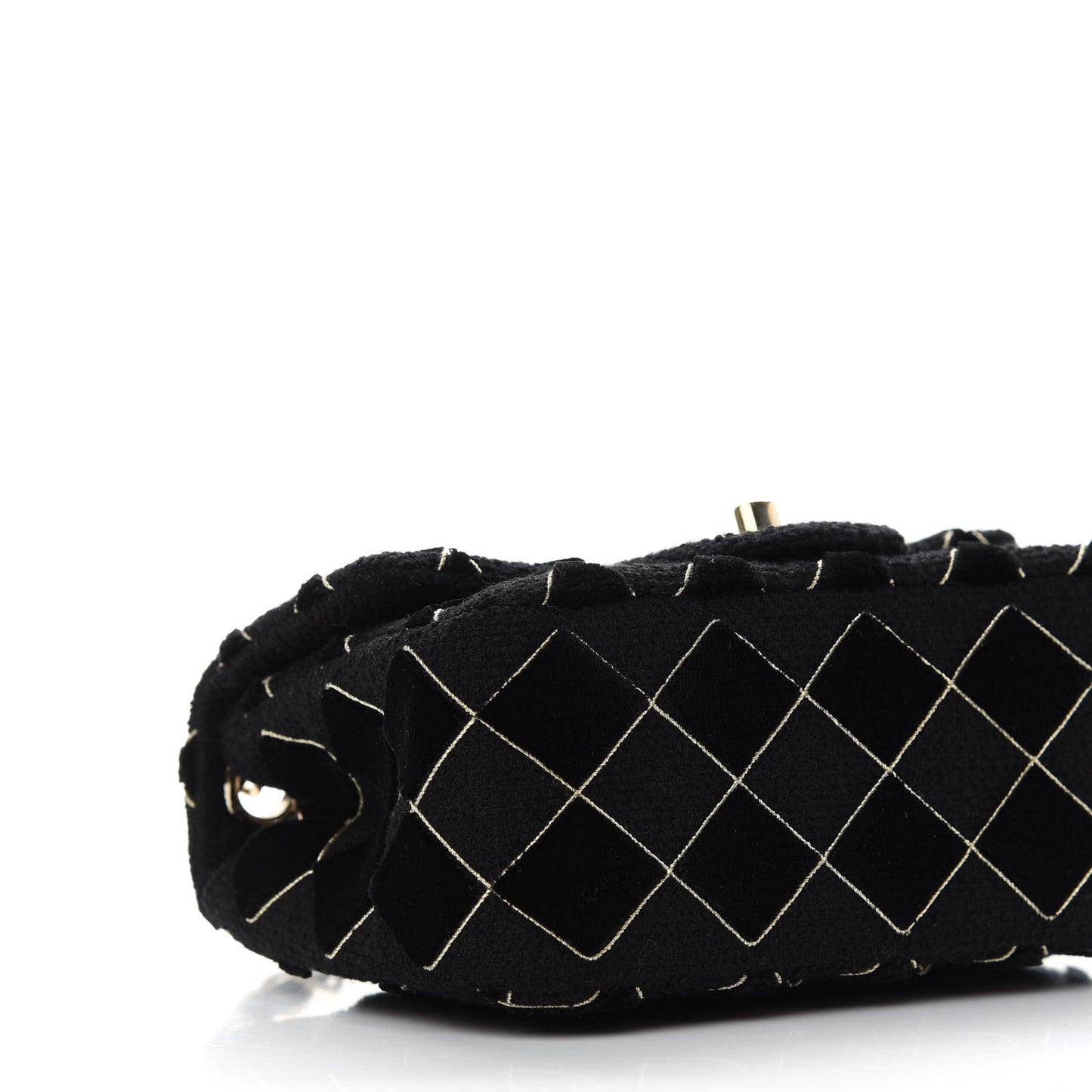 Velvet Tweed Quilted Mini Square Flap Black