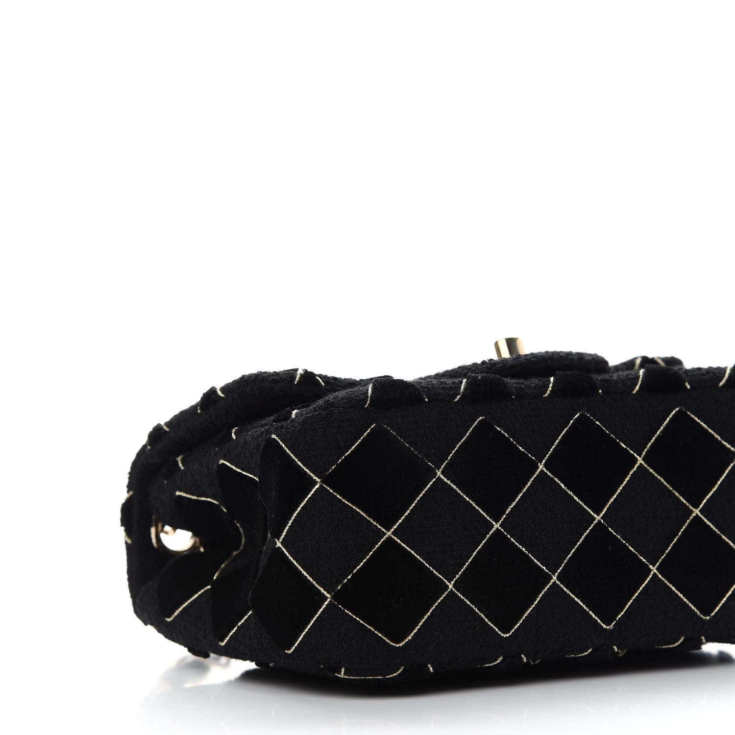 Chanel Velvet Tweed Quilted Mini Square Flap Black 6 of 9
