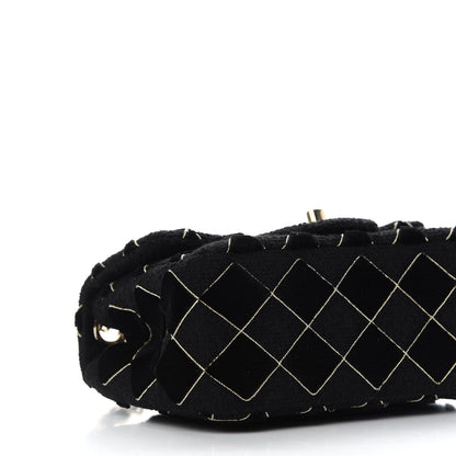 Chanel Velvet Tweed Quilted Mini Square Flap Black 6 of 9