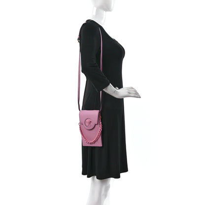Versace Calfskin La Medusa Chain Crossbody Phone Pouch Pink 2 of 8