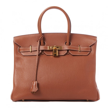 Hermes Taurillon Clemence Birkin 35 Gold 1 of 33