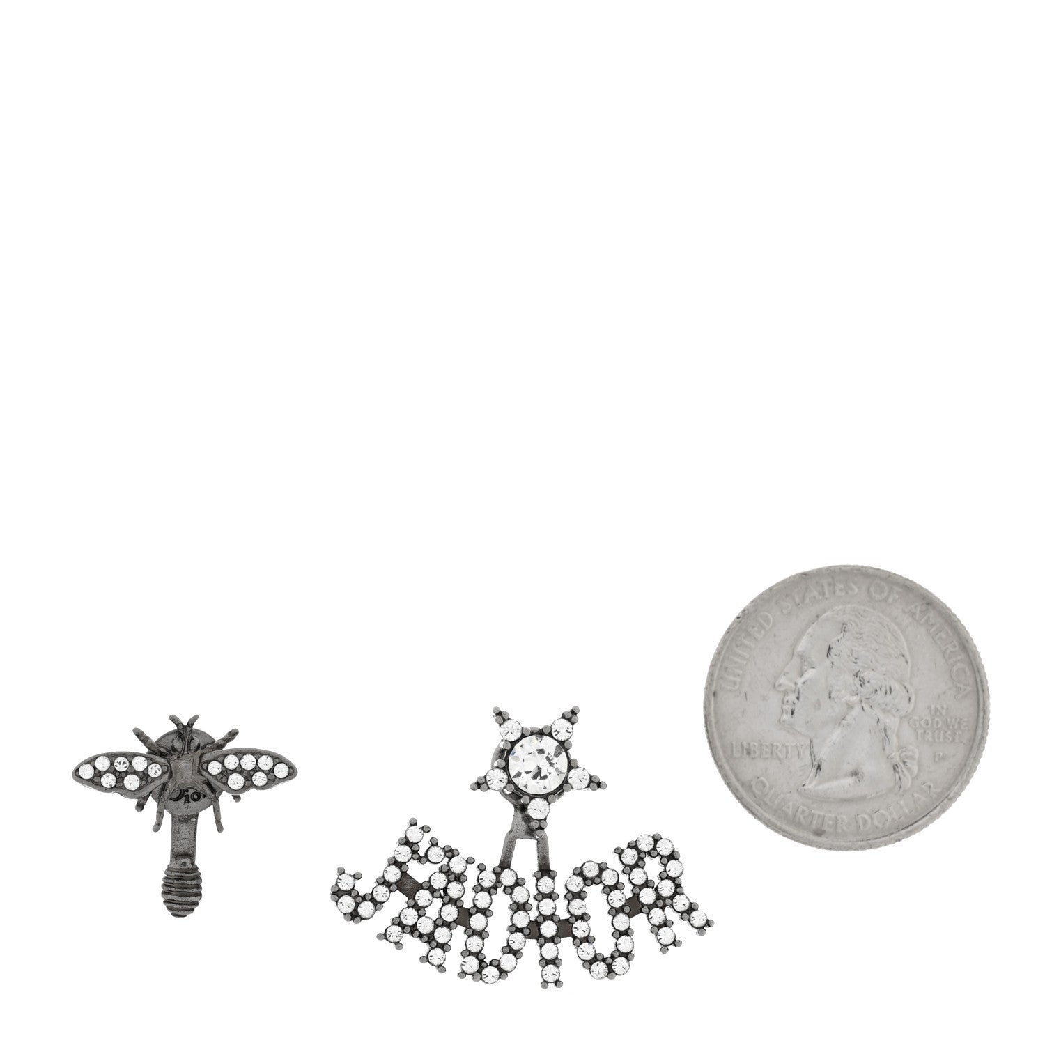Christian Dior Metal Crystal J'Adior Earrings Antique Silver 2 of 4