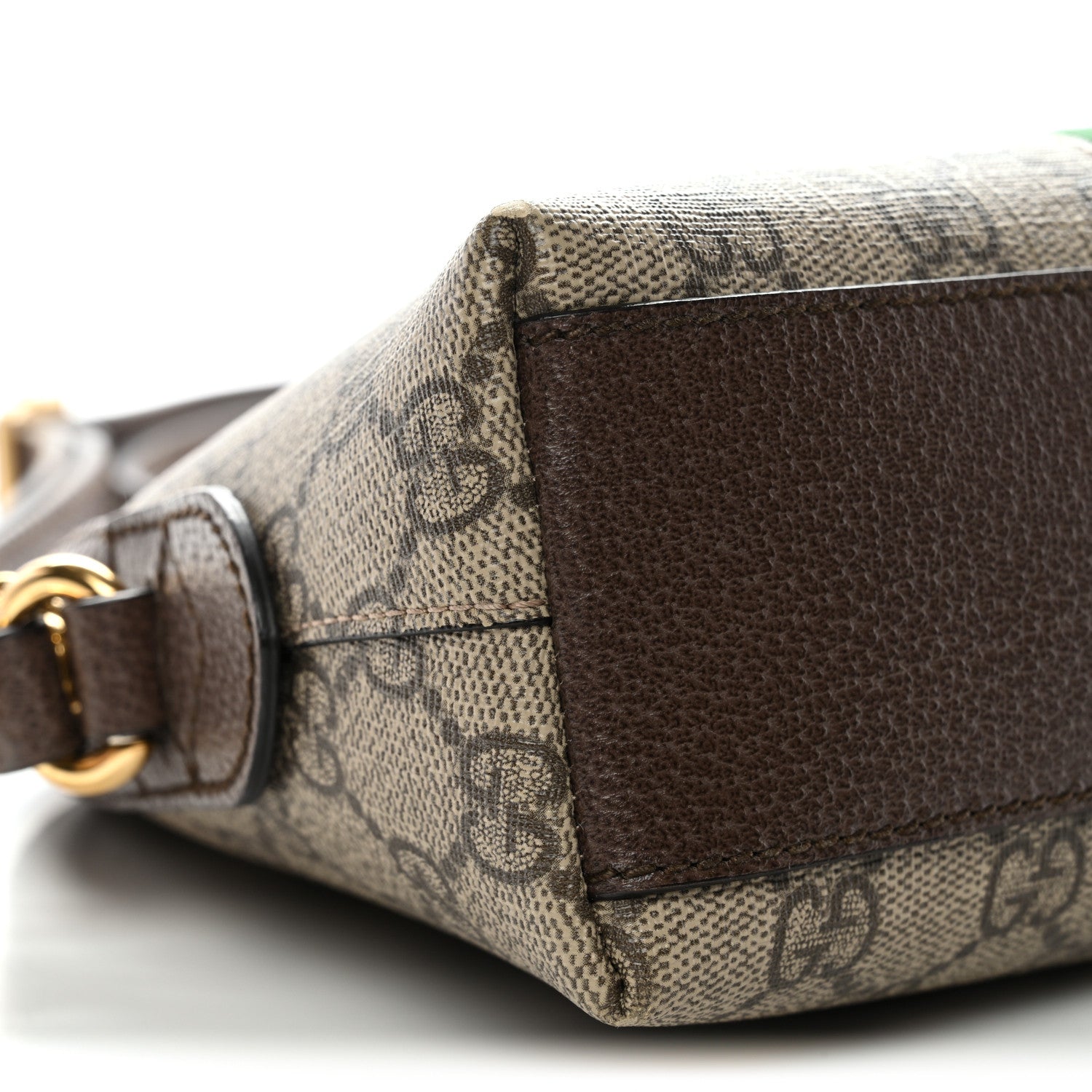 Gucci GG Supreme Monogram Textured Dollar Calfskin Web Small Ophidia Dome Shoulder Bag Beige Ebony New Acero 9 of 12