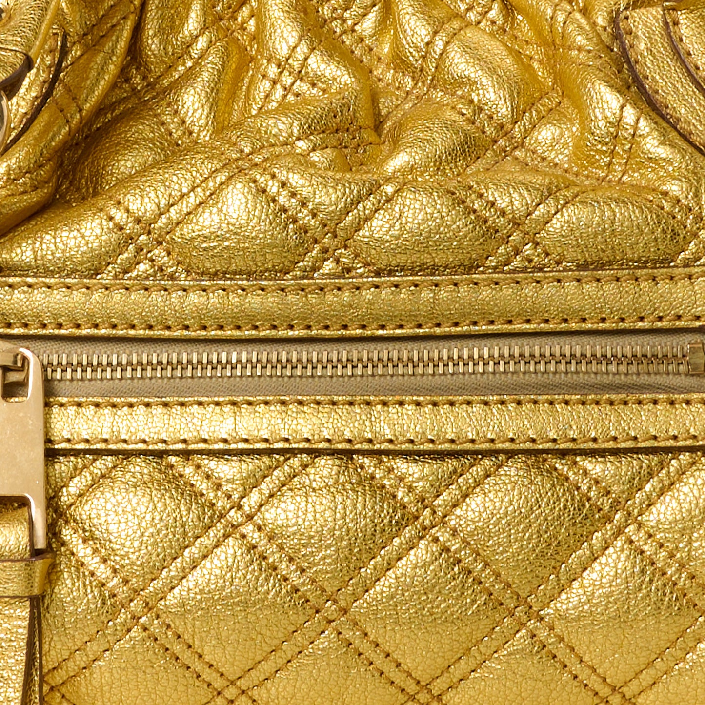 Metallic Calfskin Quilted Stam Gold