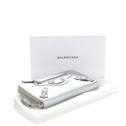 Balenciaga Agneau Giant 12 Silver Hardware Continental Zip Around Wallet Gris Aluminum 4 of 8