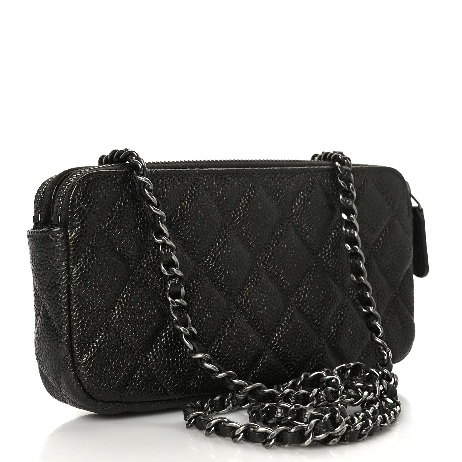 Chanel Metallic Caviar Quilted Small Clutch With Chain Dark Grey 2 of 10