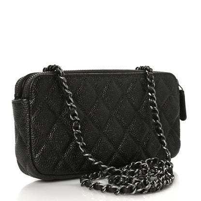 Chanel Metallic Caviar Quilted Small Clutch With Chain Dark Grey 2 of 10